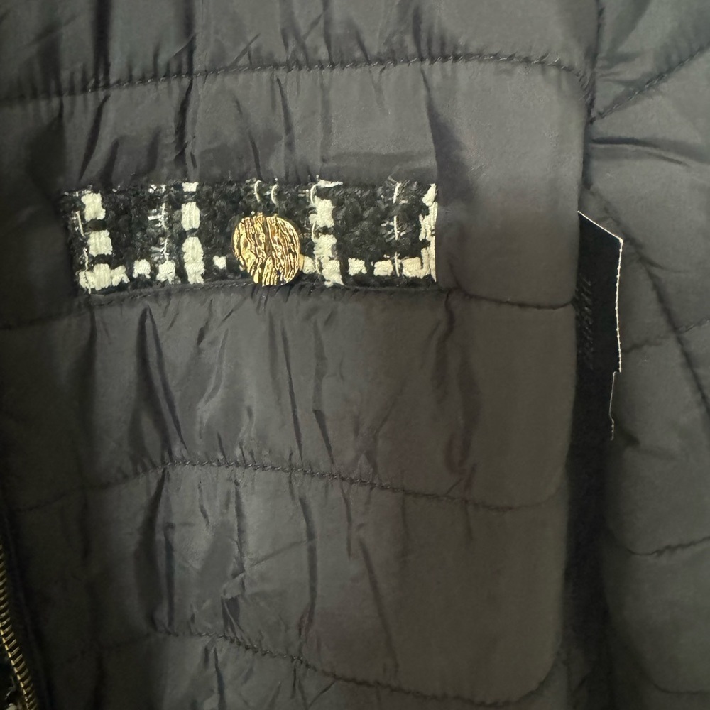 Anne Klein Womens Tweed Trim Outerwear Quilted Coat - Picture 7 of 9